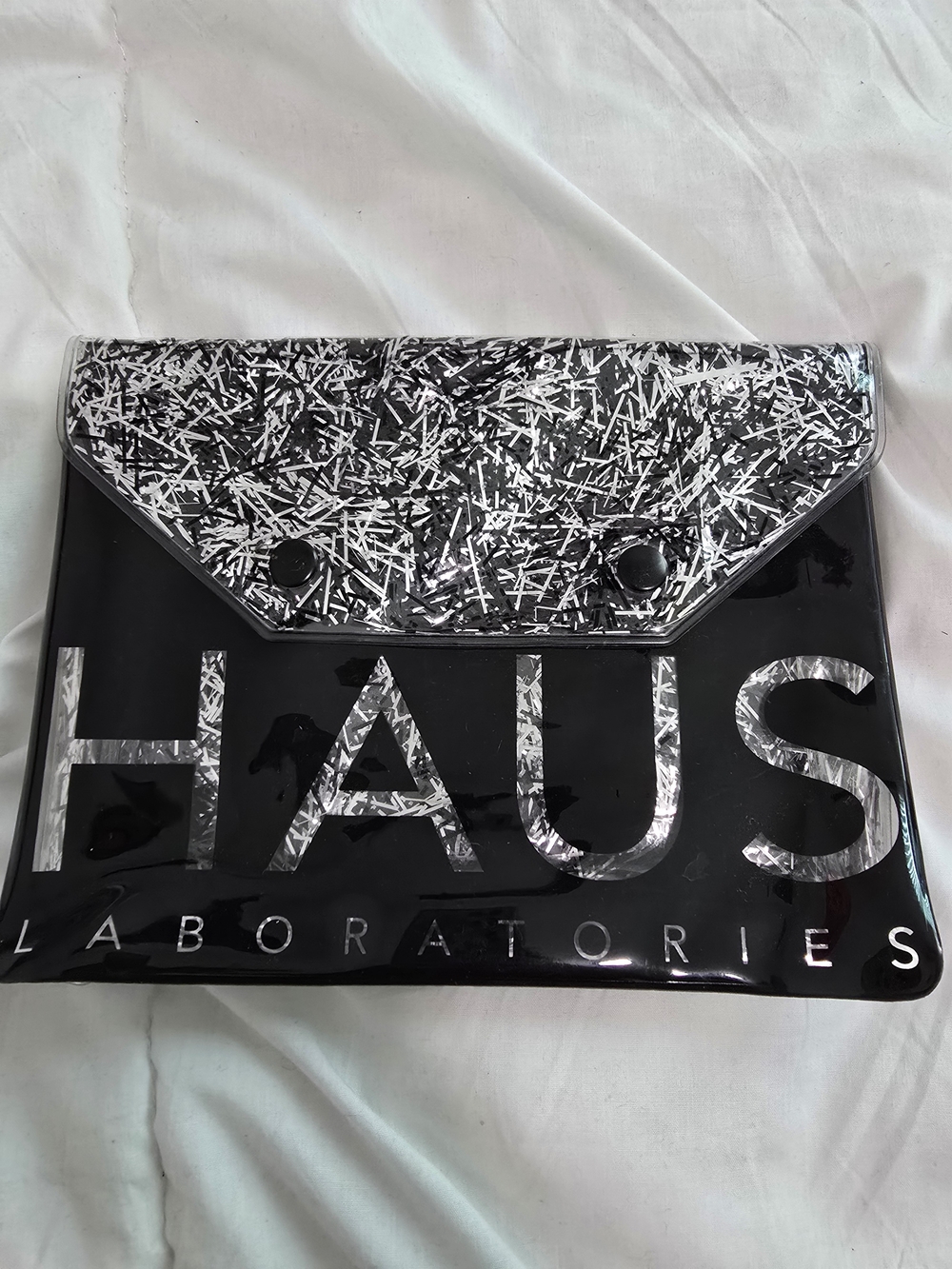 HAUS Laboratories Black & Silver Patent Cosmetic Pouch